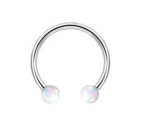 Mesnt Cartilage Earring Hoop, 1pcs 16G Hoop Piercing Nose Rings with White Colorful Opal in G23 Titanium, Silver, 1.2x10x4mm