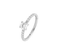 Mesnt Cartilage Earring Hoop, 1pcs 16G Piercing Nose Rings Eternity Hoop with White Round Cubic Zirconia in Titanium, Silver, 1.2x8mm