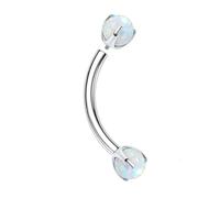 Mesnt Cartilage Earring Stud, 1pcs 16G Internally Threaded Piercing Nose Studs with White Colorful Opal in G23 Titanium, Silver, 1.2x10mmx4mm