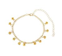 Mesnt Copper Ankle Bracelet for Women, Gold Simple Chain with Bells Pendant Anklet Bracelets for Women, Length: 21.5+10CM