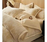 Mesnt Double Bed Duvet Cover Set with Fitted Sheet, Leaf Branch Pattern Bedding Set with Fitted Sheet and 2 Pillowcases, Polyester, Light Khaki, Style 10, 1.5m-200x230cm