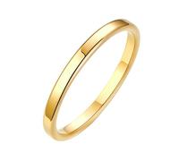 Mesnt Engagement Ring Women, 316L Stainless Steel Flat Polished Band 2MM Promise Ring, Gold, Size P 1/2