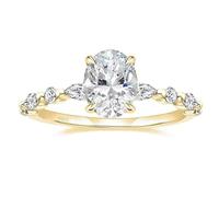 Mesnt Engagement Rings for Women, 925 Sterling Silver Women Sterling Silver Engagement Ring with 8x10mm Oval Cubic Zirconia 3ct, Gold, Size M 1/2