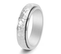 Mesnt Fidget Rings For Anxiety For Men Stainless Steel | 6MM Stainless Steel Spinner Ring with Hammered Pattern