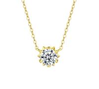 Mesnt Gold Necklaces for Women Trendy, Snowflake with 1ct Round Cut Moissanite Pendant Necklaces 40+5cm, 18K Yellow Gold