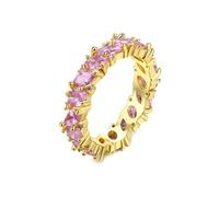 Mesnt Gold Ring 9ct, 9K Yellow Gold Wedding Ring for Women with Marquise Shape Pink Crystal, Size S 1/2
