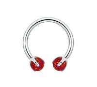 Mesnt Helix Earrings, 1pcs 16G Hoop Piercing Nose Rings Red Opal in G23 Titanium, Silver, 1.2x8mmx4mm