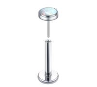 Mesnt Helix Earrings, 1pcs 20G Threadless Piercing Nose Studs 4MM Round with Opal in G23 Titanium, Silver White Opal, 0.8x10mm