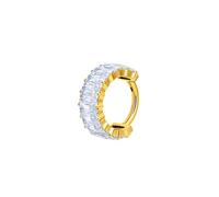 Mesnt Helix Earrings For Women, 1pcs 16G Hoop Piercing Nose Rings with White Rectangle Cubic Zirconia in Titanium, Gold-White, 1.2x8mm
