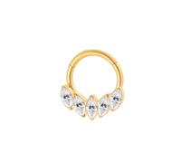 Mesnt Helix Earrings For Women, 1pcs Piercing Nose Rings Hoop with 5pcs Marquise Shape Cubic Zirconia in Titanium, Gold-Style 4, Gold