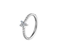 Mesnt Helix Earrings Hoop, 1pcs 16G Piercing Nose Rings Eternity Hoop with White Star Cubic Zirconia in Titanium, Silver, 1.2x8mm