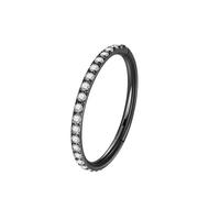 Mesnt Helix Earrings Hoop, 1pcs 16G Piercing Nose Rings Hoop with White Cubic Zirconia in Titanium, Black-White, 1.2x8mm