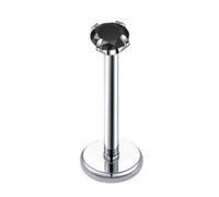 Mesnt Helix Earrings Surgical Steel, 1pcs 18G Threadless Piercing Nose Studs 4 Prongs Round with Cubic Zirconia, Silver Black, 1.0x10x4mm
