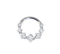 Mesnt Lip Rings, 1pcs 16G Piercing Nose Rings Hoop with Square Cubic Zirconia in Titanium, Silver-White, 1.2x8mm