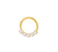 Mesnt Lip Rings, 1pcs Piercing Nose Rings Hoop with 5Pcs Cubic Zirconia in Titanium, Gold-Style 1, Gold