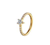 Mesnt Lip Rings Hoops, 1pcs 16G Piercing Nose Rings Eternity Hoop with White Star Cubic Zirconia in Titanium, Gold, 1.2x8mm