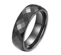 Mesnt Men Engagement Ring, 6MM Faceted Ceramic Ring for Mens Womens Black, Size L 1/2