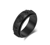 Mesnt Men Engagement Ring Stainless Steel, 8MM Rotatable Spinner Ring with 3D Shell Starfish Pattern, Black, Size Z 1/2
