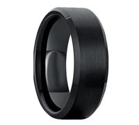 Mesnt Mens Rings Wedding, Tungsten 8MM Men Simple Brushed Tungsten Wedding Band Ring Beveled Edge, Black, Size O 1/2