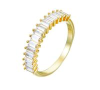 Mesnt Moissanite Engagement Rings for Women, Women's 9K Yellow Gold Baguette Engagement Ring with Moissanite, Size N 1/2