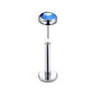 Mesnt Nose Rings, 1pcs 18G Threadless Piercing Nose Studs with Round Cubic Zirconia Blue in Titanium, Silver Blue, 1.0x8mm