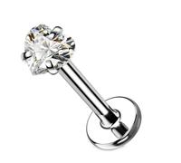 Mesnt Nose Stud Titanium, 1pcs 18G Internally Threaded Piercing Nose Studs 5mm Heart Shape Cubic Zirconia, Silver, 1.0x12mmxM0.9
