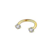 Mesnt Piercing Nose Ring Hoop, 1pcs 16G Hoop Piercing Nose Rings Horseshoe with Cubic Zirconia in Titanium, Gold, 1.2x7mm+3mm