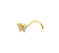 Mesnt Piercing Nose Ring Septum, 1pcs 20G Curved L Shape Piercing Nose Studs Butterfly with Cubic Zirconia in G23 Titanium, Gold-Style 5, 0.8x7mm