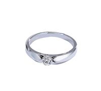 Mesnt Platinum Geometric Solitaire Wedding Promise Ring for Men with Diamond 0.03ct, Size O 1/2