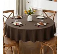 Mesnt Polyester Banquet Tablecloth Round, Dark Brown