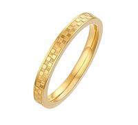 Mesnt Promise Ring for Girlfriend, Surgical Steel 2.5MM Simple Band Lattice Pattern Engagement Ring for Women, Gold, Size N 1/2