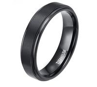 Mesnt Promise Ring for Him, Titanium 4MM Wide Mens Brushed Titanium Wedding Ring Step Edges, Black, Size J 1/2