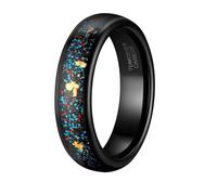 Mesnt Promise Ring for Him Tungsten, Men Women 4MM Comfort Fit Tungsten Ring with Gold Foil, Black, Size N 1/2