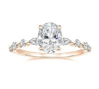 Mesnt Promise Rings for Her Silver, Women Sterling Silver Engagement Ring with 8x10mm Oval Cubic Zirconia 3ct, Rose Gold, Size M 1/2