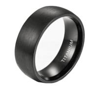 Mesnt Promise Rings for Men Women, Titanium Brushed Domed Design Titanium Wedding Ring for Men Women 8MM, Black, Size Q 1/2