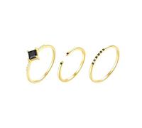 Mesnt Promise Rings for Women, Ladies 18K Yellow Gold Delicate Thin Stackable Rings 3Pcs Set, Size Q 1/2