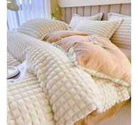 Mesnt Queen Bedding Sets, Geometric Lattice Duvet Quilt Cover & Fitted Sheet & 2 Pillowcase Set, Polyester, Light Coffee Creamy White, Style 11, 1.8m-200x230cm