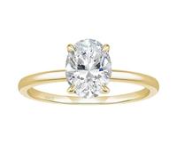 Mesnt Rings for Women Sterling Silver, Elegant Solitaire Wedding Ring for Women with 8x10mm Oval Cubic Zirconia, Gold, Size M 1/2