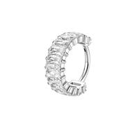 Mesnt Septum Nose Rings, 1pcs 16G Hoop Piercing Nose Rings with Luxury Rectangle Cubic Zirconia in Titanium, Silver-White, 1.2x8mm