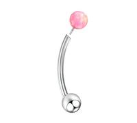 Mesnt Septum Nose Rings, 1pcs 16G Internally Threaded Piercing Nose Studs with 4mm Royal Pink Opal in G23 Titanium, Silver, 1.2x8mm