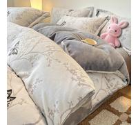 Mesnt Single Bed Sheet and Duvet Cover Sets, Leaf Pattern Bedding Set with Bed Sheet and 1 Pillowcase, Polyester, Grey, Style 11, 1.2m-150x200cm