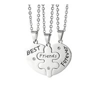 Mesnt Stainless Steel Men Necklaces with Pendant for Unisex | 3Pcs Heart Puzzle Best Friends Forever Pendant Necklace with CZ