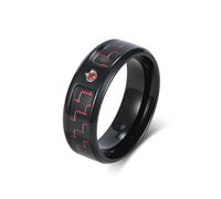 Mesnt Stainless Steel Rings Men, 8MM Mens Stainless Steel Wedding Ring with Carbon Fiber Inlay, Comfort Fit, Black Red, Size R 1/2