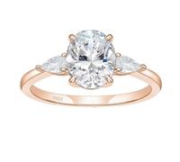 Mesnt Sterling Silver Wedding Rings for Women, Delicate 925 Silver Engagement Ring for Women with 8x10mm 3ct Oval Cubic Zirconia, Rose Gold, Size M 1/2