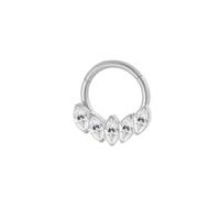 Mesnt Titanium Nose Ring Hoop, 1pcs Piercing Nose Rings Hoop with 5pcs Marquise Shape Cubic Zirconia, Silver-Style 4, Silver