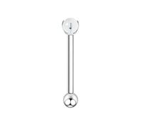 Mesnt Titanium Nose Ring Stud, 1pcs 16G Internally Threaded Piercing Nose Studs with White Agate, Silver, 1.2x10mmx4mm