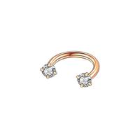 Mesnt Titanium Nose Rings Hoops, 1pcs 16G Hoop Piercing Nose Rings Horseshoe with Cubic Zirconia, Rose Gold-White, 1.2x8mm+3mm