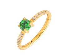Mesnt Tragus Earrings, 1pcs 16G Piercing Nose Rings Eternity Hoop with Green Round Cubic Zirconia in Titanium, Gold, 1.2x8mm
