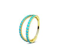 Mesnt Tragus Earrings, 1pcs Piercing Nose Rings Double Layers Hoop wtih Cubic Zirconia/Turquoise in Titanium