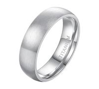 Mesnt Wedding Band for Men Women, Titanium Brushed Domed Design Titanium Wedding Ring for Men Women 6MM, Silver, Size 0